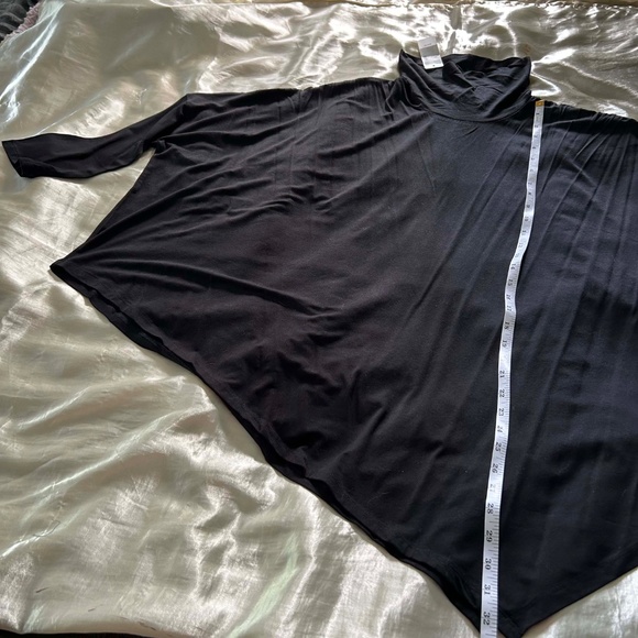 TURTLENECK, ASYMMETRICAL, BLACK, SZ 2X, LONG SLEEVES, VISCOSE SPANDEX, POINTED H - Picture 7 of 9